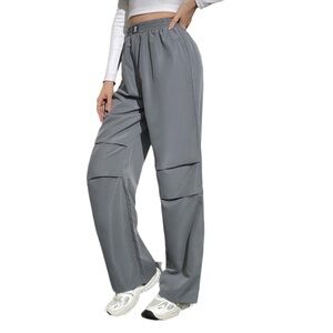 NWOT! Large Tall Women's Letter Patch Printed Parachute Pants